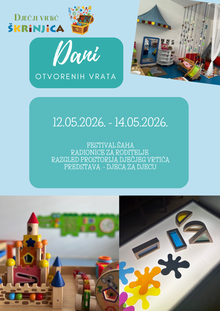 Dani otvorenih vrata u Dječjem vrtiću Škrinjica od 12.05.-14.05.2026. god.